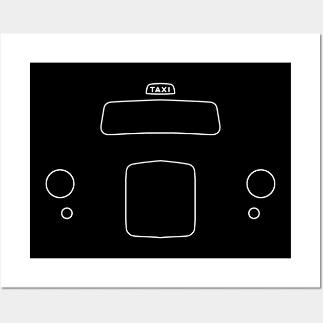 London black cab taxi Fairway FX4 outline graphic (white) Wall Art by soitwouldseem